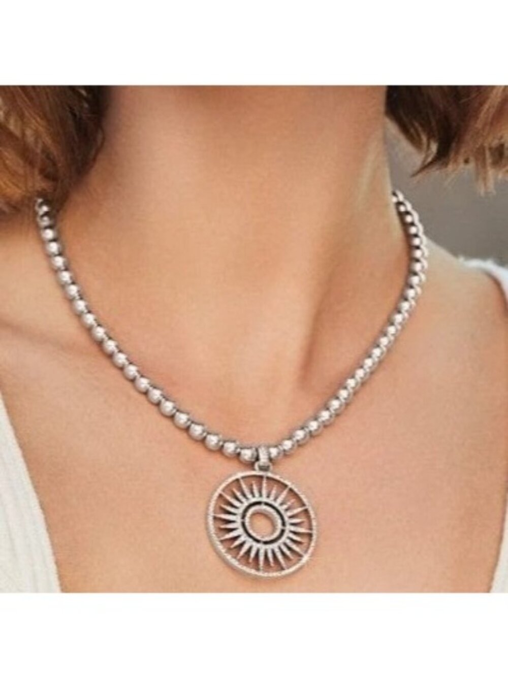 Brighton Illumina Sun beaded  Silver Crystal Statement Necklace JM7488 $198